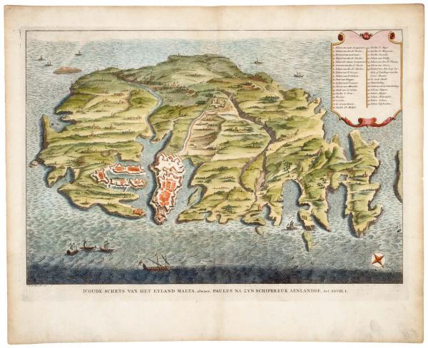 by Laurie and Whittle London size 82 x 54 cms Maxi Reproduction Antique 17th Century Mapbook Print of the Perspective View of the Town and Fortifications of Malta 