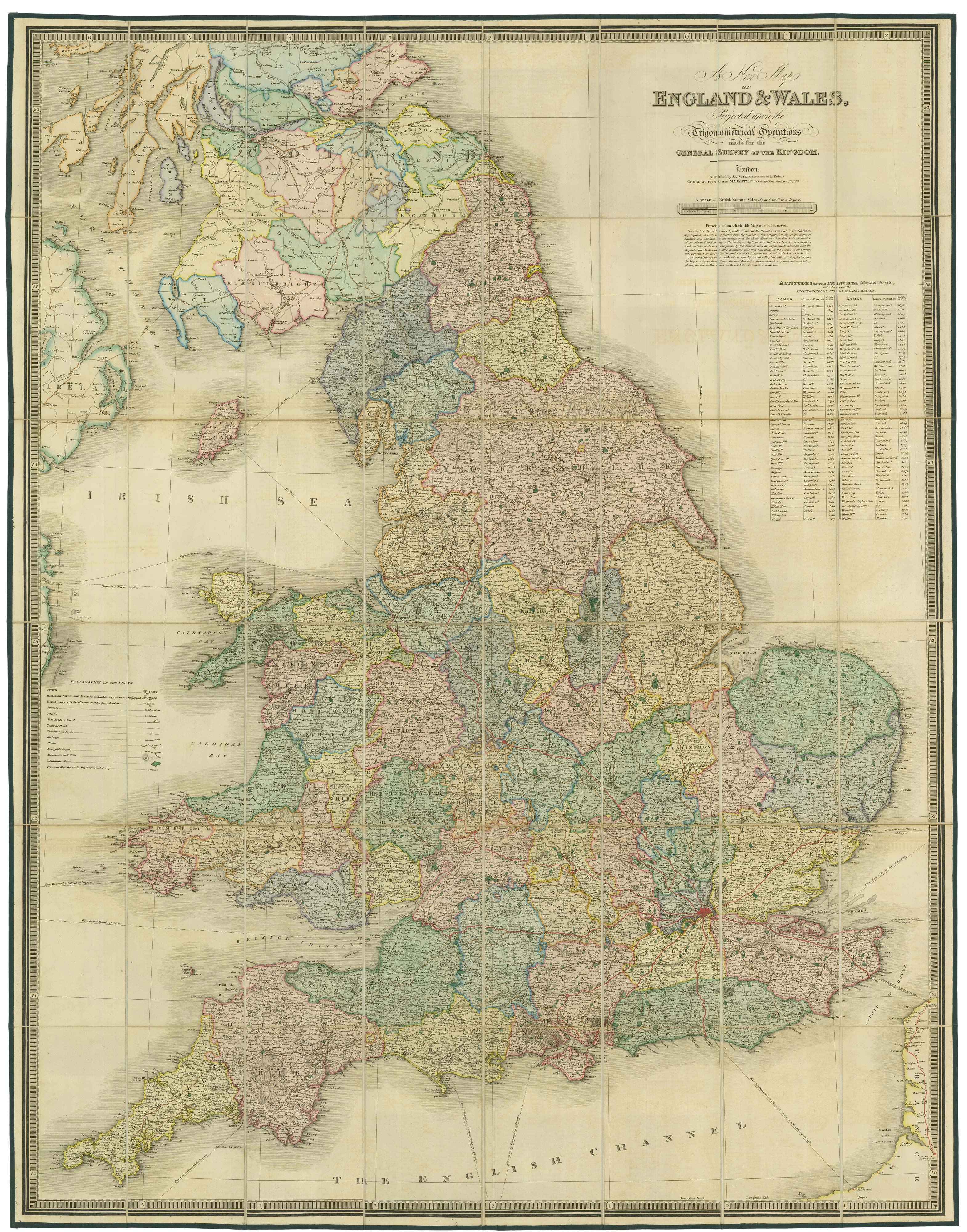 A New Map of England & Wales Projected upon the Trigonometrical Operations made for the General Survey of the Kingdom.
