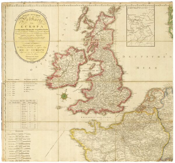 Rare map of the postal routes of Europe - Image 2